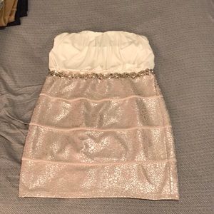 Pink and White Sparkly Leopard Print Dress